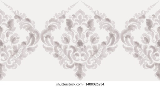 Classic elegant ornament pattern watercolor vector. Beige delicate color texture