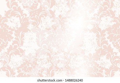 Classic elegant ornament pattern watercolor vector. Pink delicate color texture