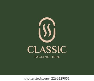 Klassisches und elegantes Oval Coffee Icon Logo