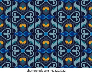 classic elegant seamless pattern in soothing blue shades