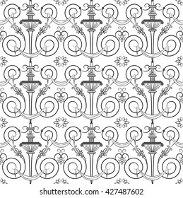 Classic Elegant Victorian Seamless Vector Pattern Isolated on White