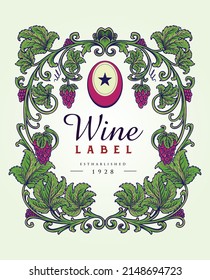 Classic elegant wine floral labels vector illustrations for your work logo, merchandise t-shirt, stickers and label designs, poster, greeting cards advertising business company or brands