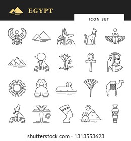 Classic Elements Egypt Egyptian Icon Set Stock Vector (Royalty Free ...