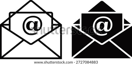 Classic Email Envelope Mail Icon for Communication, Messaging, Contact and Business Notification Systems vector