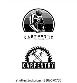 Classic emblem badge carpentry logo design template