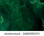 Classic emerald marble stone surface vector design background. Dark green geode wedding invitation. Precious gem card texture. Golden glitter art. Malachite save the date. Elegant luxurious template