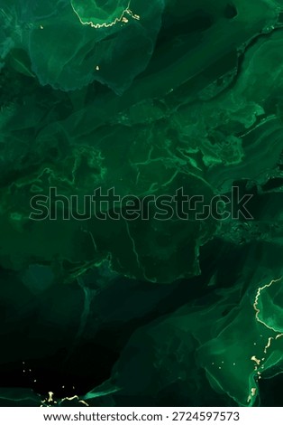 Classic emerald marble stone surface vector design background. Dark green geode wedding invitation. Precious gem card texture. Golden glitter art. Malachite save the date. Elegant luxurious template