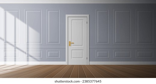 classic empty room interior design with door window light effect vector illustration