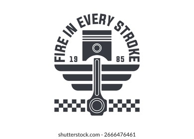 Klassische Motor Kolben Badge Retro Motorrad Design Illustration