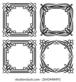 Classic Engraved Vintage Decorative Floral Border Vector Set Packs
