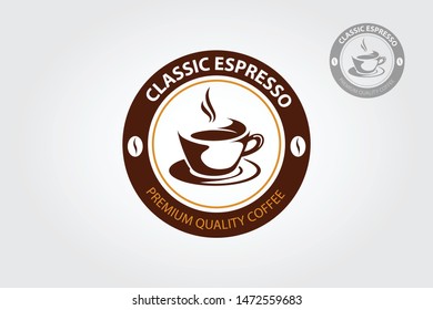 Classic Espresso vector logo template. Professional logo for coffee shop brand, cafe or restaurant.