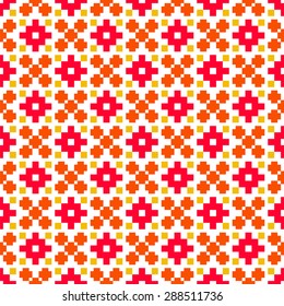 Classic ethnic geometric pattern. Seamless vector background. Repeating diamonds and squares. Sample of traditional craft.