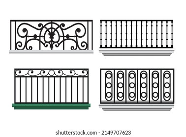 classic european style balconies with different fenses 