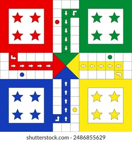 Classic family board game. Ludo game board design. Vector illustration