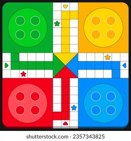 Classic family board game. Vector ludo board family game. Ludo board game. Ludo game board design. Vector ludo game's design. Ludogame design