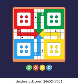 Classic family board game. Vector ludo board family game. Ludo board game. Ludo game board design. 