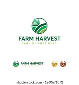 Classic Farm Harvest Badge logo template vector, Agriculture logo badge 