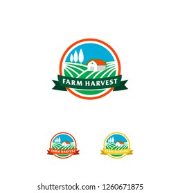 Classic Farm Harvest Badge logo template vector, Agriculture logo badge 