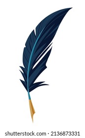 classic feather pen icon flat