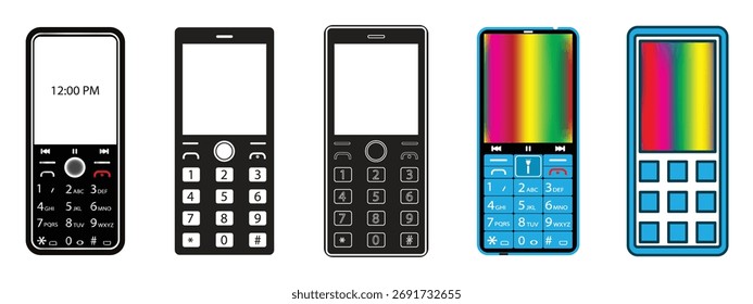 Classic Feature Phones Vector Set - Icon Collection für mobile Geräte.
