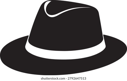 Classic Fedora Hat Silhouette Stylish Men's Headwear Vector Icon