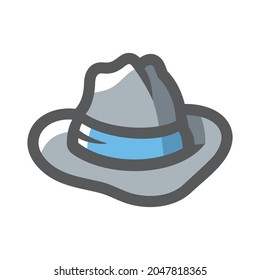 Classic fedora hat Vector icon Cartoon illustration.