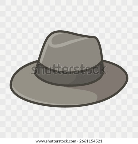Classic fedora hat vector. Minimalist fashion accessory on checkered background. Elegant gray hat for fashion themed projects, vintage aesthetics, accessory collections, UI elements or game assets
