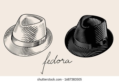 Classic fedora. High quality vintage vector illustration. 