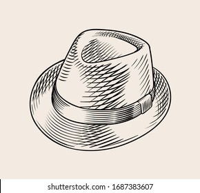 Fedora clásica. Ilustración vectorial vintage de alta calidad. 