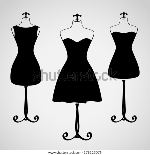 Classic Female Dress On Mannequin Silhouette Stock Vector (Royalty Free ...