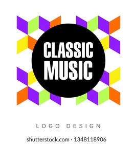Classic festival logo template, creative banner, poster, flyer design element for musical party celebration vector Illustration