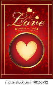 Classic festive background for Valentine's Day with golden heart