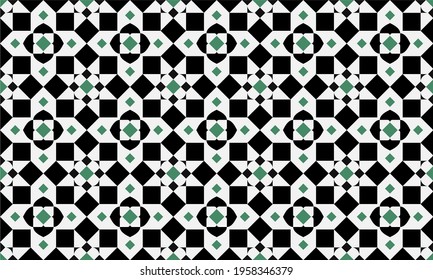 Classic Firenze tile geometric pattern. Classic mosaic geometric background. Monochrome tile. Template for your design of tile, wallpapers, stained glass windows, fabric, textile. Vector illustration