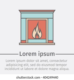 Classic fireplace line icon
