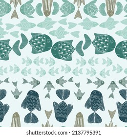 Classic Fish Illustration Collection Seamless Patterns for Wallpaper, Fabric Prints, Homeware Textile, Wrapping Paper Backgrounds and more 