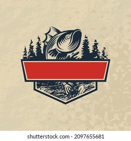 Classic fish logo for fishing field. All elements can be edited with all vector editor.