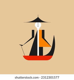 classic fisherman abstract logo design