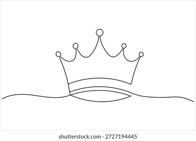 Clássico cinco pontas coroa com pontas de bola desenho de arte de linha contínua
