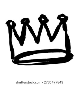 Boceto clásico de graffiti de corona real de cinco puntas. Estilo de marcador dibujado a mano audaz para la marca Urbana de arte callejero.