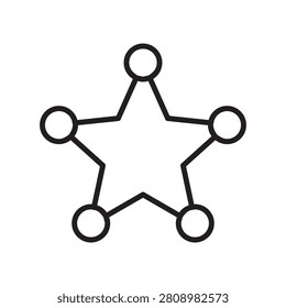 Classic five-pointed sheriff star badge line icon, representing rural law enforcement and deputies.