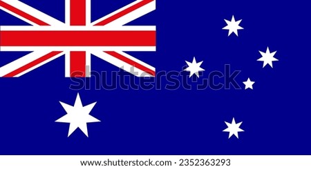 Classic flag Australia. Official flag Australia with size proportions and original color. Standard color and size. Independence Day. Banner template. National flag Australia with coat of arms.