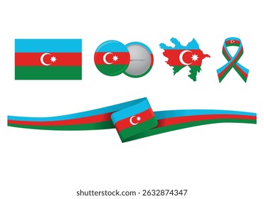 Classic flag Azerbaijan. Official flag Azerbaijan with size proportions and original color. Standard color and size. Independence Day. Banner template. National flag Azerbaijan with coat of arms.