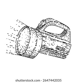 classic flashlight hand drawn. oldfashioned lantern, incandescent bulb, battery metal classic flashlight vector sketch. isolated black illustration