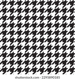 Classic flat abstract black and white traditional four pointed hounds tooth check textile pattern design element