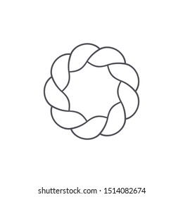 Classic flat circle frame twisted rope icon. Outline marine vector illustration.