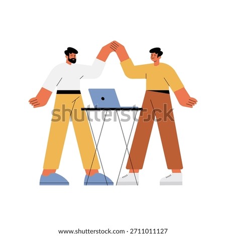 Classic flat style illustration of joint venture