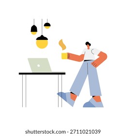 Ilustração de estilo plano clássico do trabalho remoto