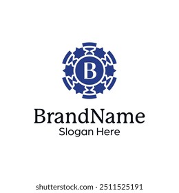 Modelo clássico de Insígnia floral para marcas intemporais