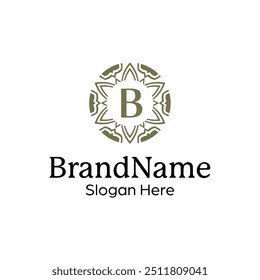 Modelo clássico de Insígnia floral para marcas intemporais