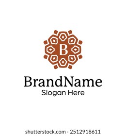 Modelo clássico de Insígnia floral para marcas intemporais
